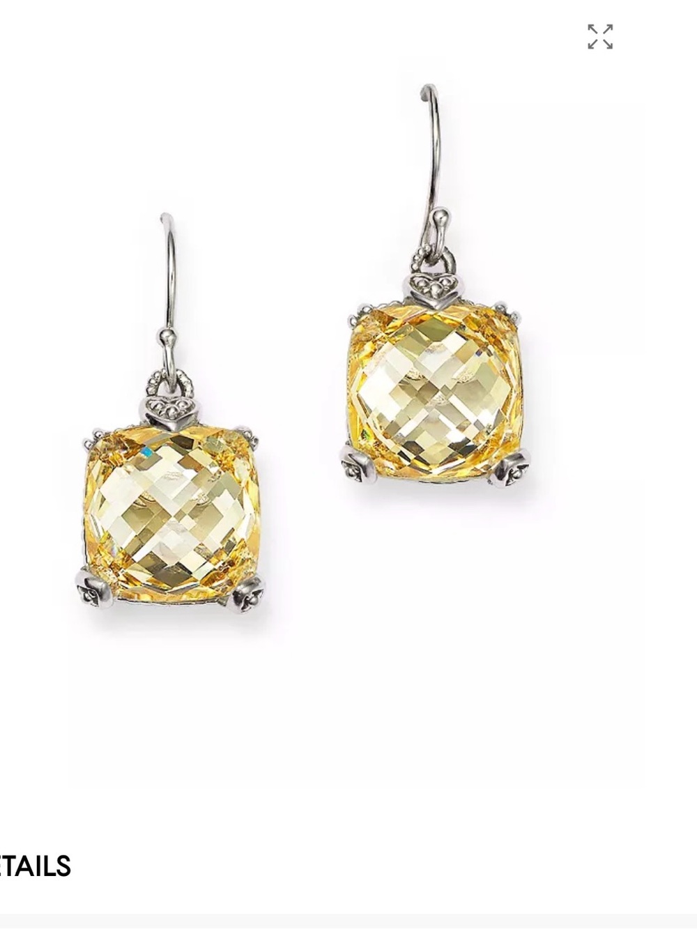 Judith Ripka Canary Fontaine Cushion Drop Earrings